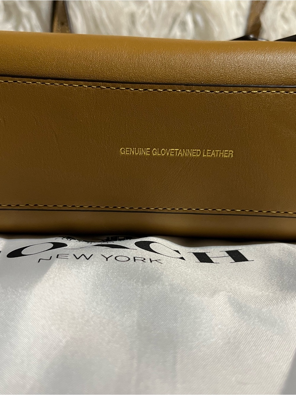 Coach Small Double-Strap Shoulder Bag in Caramel Tan 8x4.5 - Picture 4 of 6